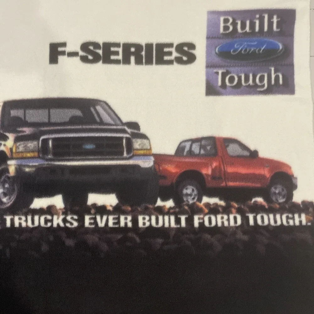 Vintage Built Ford Tough F-Series Blanket Throw Trucks Advertising 100% Fleece